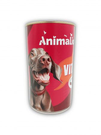 Hrana umeda pentru caini - Hrana umeda pentru caini, cu vita, Animalio, 12 x 1240g / set