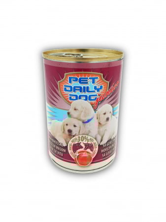 Caini - Hrana umeda pentru caini juniori cu vita, Pet Daily Dog, 415 g