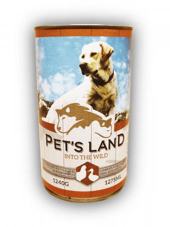 Caini - Hrana umeda premium pentru caini cu pasare, Pet's Land, 1240 g