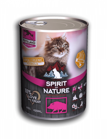 Hrana umeda pentru pisici - Hrana umeda premiun pisici, cu mistret, Spirit of Nature, 415 g