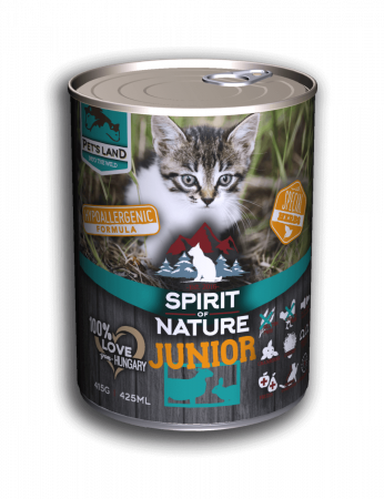 Hrana umeda pentru pisici - Hrana umeda premiun pisici junior, cu miel si iepure, Spirit of Nature, 415 g