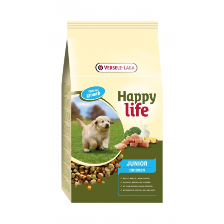 Hrana uscata pentru caini - Hrana uscata caini Happy Life Junior, cu pui si lapte, proteina 28%, Versele Laga, 10 kg