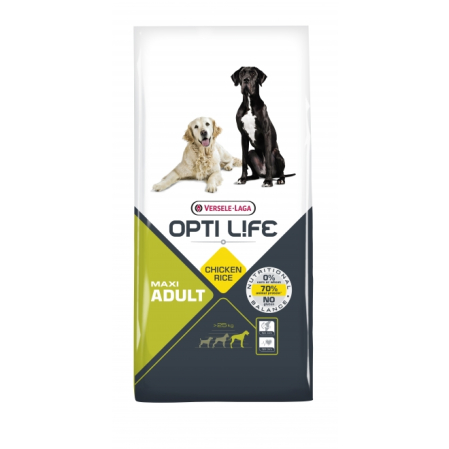 Hrana uscata pentru caini - Hrana Caine Adult Talie Mare, cu pui si orez, Opti Life Maxi Adult, 12,5 kg