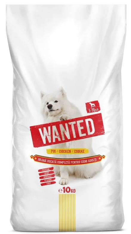 Hrana uscata pentru caini - Hrana uscata caini Wanted cu aroma de pui, 10 kg