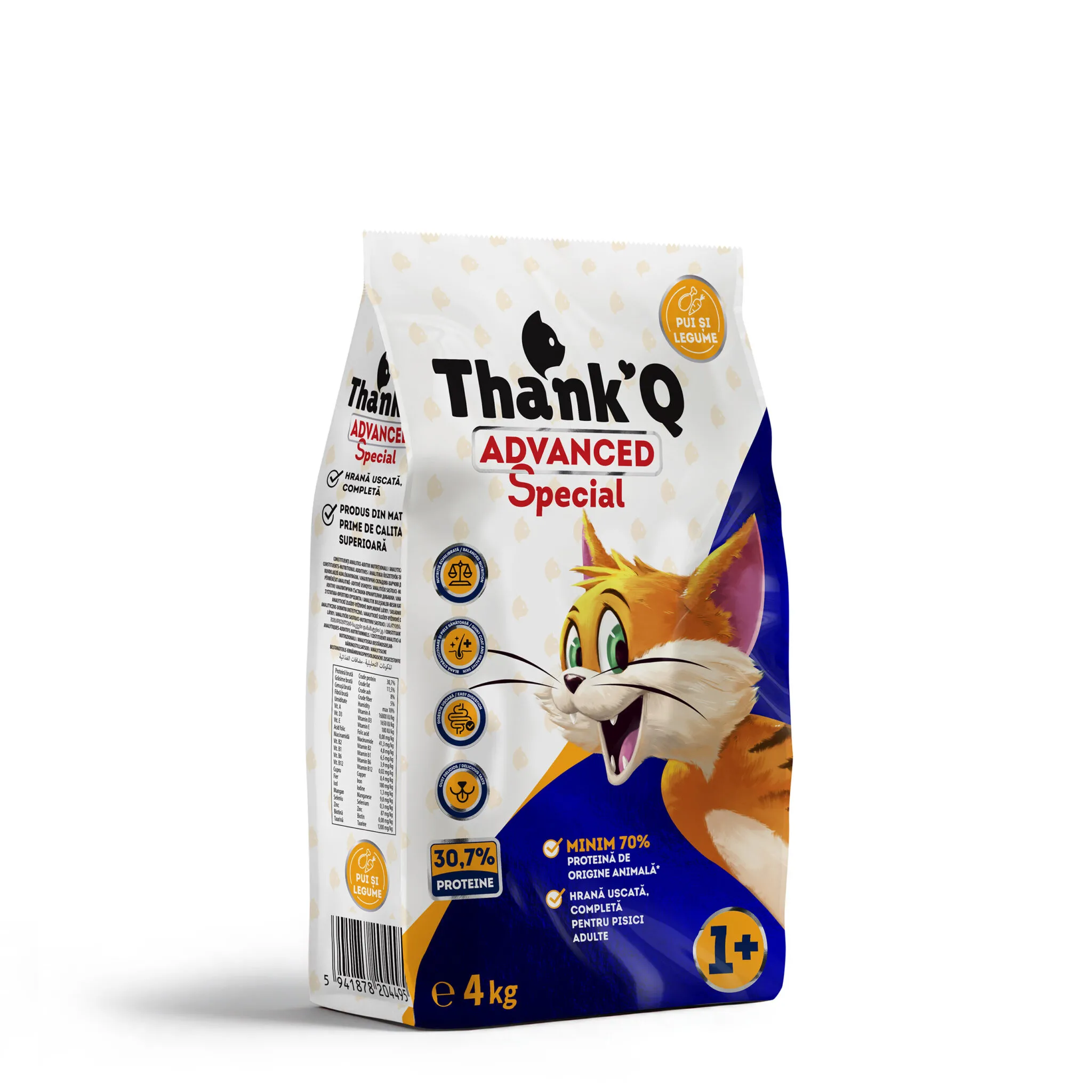 Hrana uscata pentru pisici - Hrana uscata cu pui si legume, pentru pisici adulte, Thankq Advance Special, 4 kg