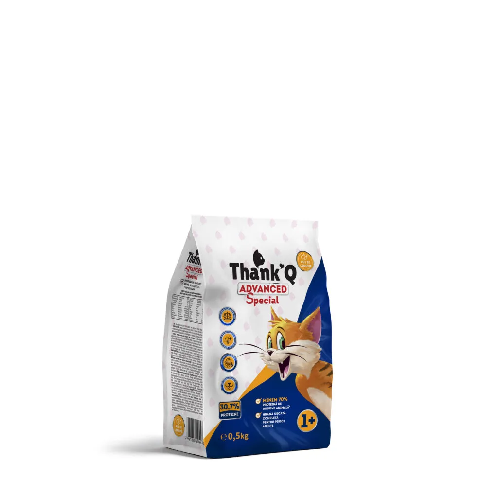 Hrana uscata pentru pisici - Hrana uscata cu pui pentru pisici adulte, Thankq Advance Special, 0.5 kg