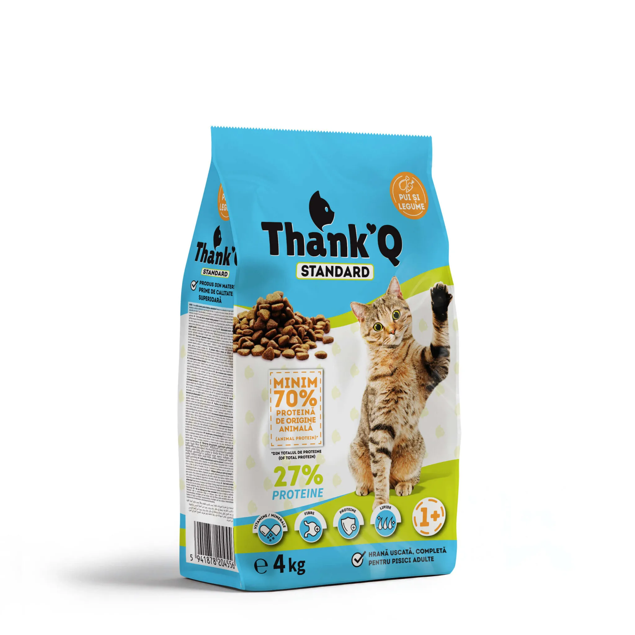 Pisici - Hrana uscata cu pui si legume, pentru pisici adulte, Thankq, 4 kg
