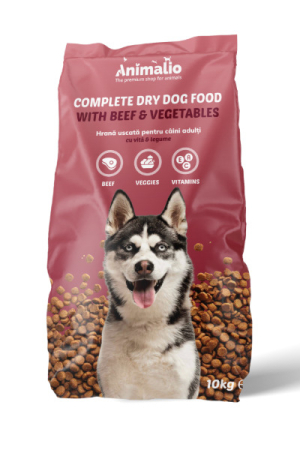 Hrana uscata pentru caini - Hrana uscata pentru caini, cu vita si legume, Animalio, 10 kg