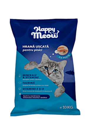 Pisici - Hrana uscata pentru pisici, cu peste si legume, Happy Meow, 10 kg