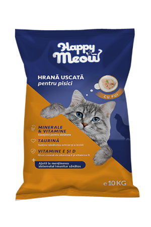 Pisici - Hrana uscata pentru pisici, cu pui si legume, Happy Meow, 10 kg