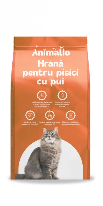 Hrana uscata pentru pisici - Hrana uscata pisici, cu pui, Animalio, 1kg