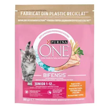 Pisici - Hrana uscata pisici cu pui, Purina One Junior, 800 g