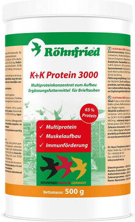 Suplimente pentru porumbei - K + K Protein 3000 Rohnfried 500 gr, supliment porumbei proteina animala