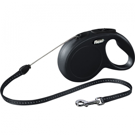 Accesorii pentru caini - Lesa Flexi Snur, Classic Long, S/8M, 12 Kg, Negru