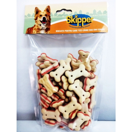 Recompense pentru caini - Skipper biscuiti sandwich in forma de os, 250 gr