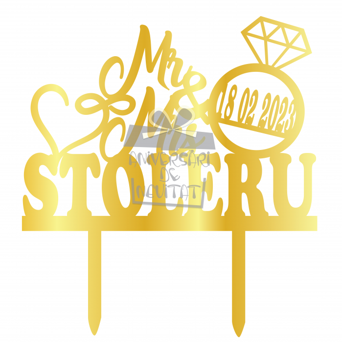 Topper tort de nunta Mr & Mrs nume [1]