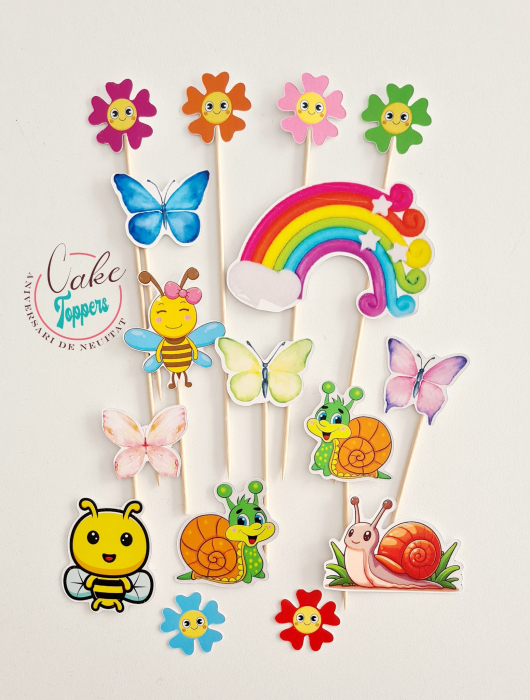 Set toppere Flori colorate si fluturi  [1]