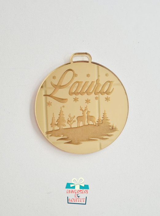 Glob personalizat cu nume gravat Cerbi in padure [1]