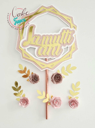 Toppere 3D personalizate pentru tort - Decor tort La multi ani si flori