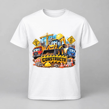 Tricou pentru copii Camioane constructii macara