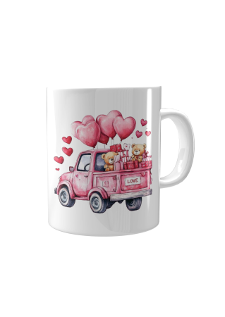 Cani Personalizate - Cana masina roz si inimi