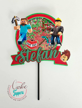 Toppere 3D personalizate pentru tort - Topper Minecraft 3D