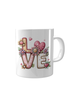 Cani Personalizate - Cana mesaj LOVE roz