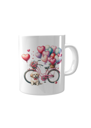 Căni personalizate de Valentine’s Day - Cana bicicleta baloane inimi si mesaj