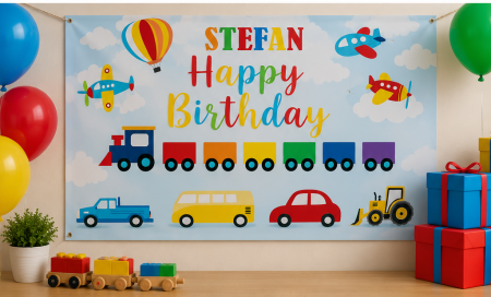 Evenimente - Banner Personalizat Petrecere 100×60 cm – Tematică, Nume și Vârstă
