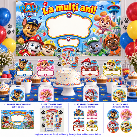 Pachete petrecere - Pachet petrecere personalizat Patrula Catelusilor