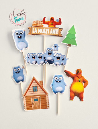 Toppere Tort - Set toppere Grizzy si Lemingii
