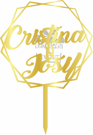 Toppere Nunta Personalizabile - Topper tort nunta Hexagon