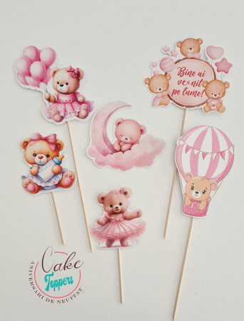 Seturi toppere fete - Set toppere Teddy Bear roz
