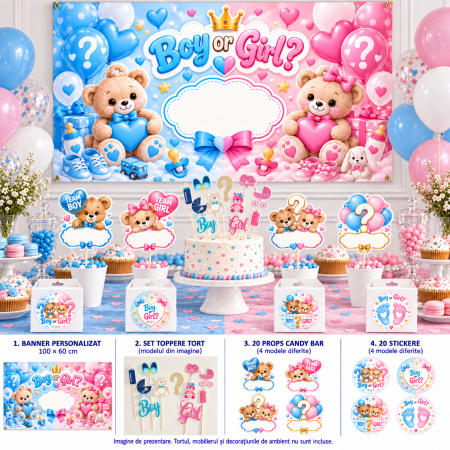 Pachete petrecere - Pachet petrecere personalizat Boy or Girl  gender reveal