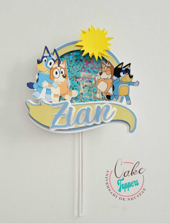 Toppere 3D personalizate pentru tort - Topper Bluey cu familia 3D