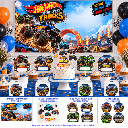 Pachete petrecere - Pachet petrecere personalizat Monster truck Hot Wheels