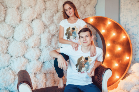 Tricouri Personalizate familie - Set tricouri poza cuplu LOVE