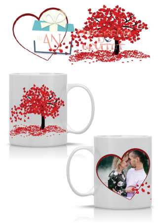 Căni personalizate de Valentine’s Day - Cana personalizata imagine copac inimi