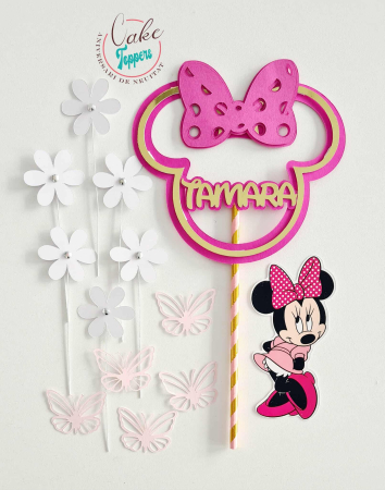 Toppere 3D personalizate pentru tort - Decor tort Minnie Mousse premium