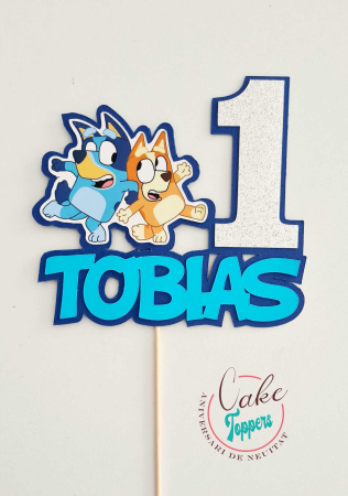 Toppere 3D personalizate pentru tort - Topper Bluey si Bingo 2D
