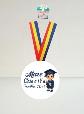 Cadouri pentru Absolvire - Medalie personalizata clasa 0 sau clasele primare baiat