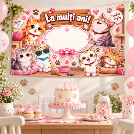 Afise si Bannere personalizate - Banner Personalizat Petrecere 100×60 cm – Tematică, Nume și Vârstă