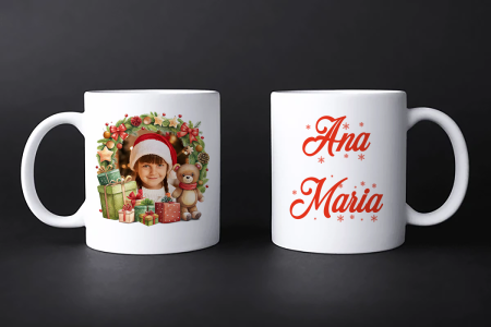 Cana personalizata de Craciun cu poza si nume copil [1]