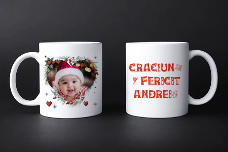 Cana personalizata de Craciun cu poza si nume inima [1]