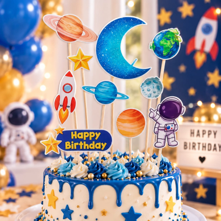 Toppere carton personalizabile - Set toppere Astronaut