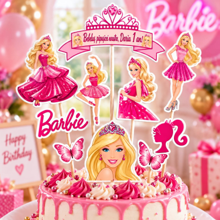 Toppere carton personalizabile - Set toppere Barbie