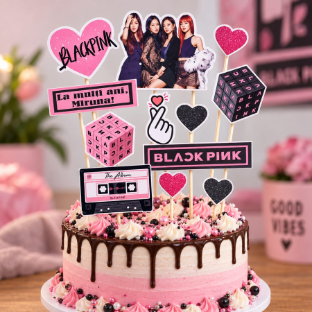 Toppere carton personalizabile - Set toppere Black Pink