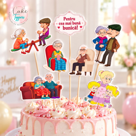 Toppere carton personalizabile - Set toppere Bunici