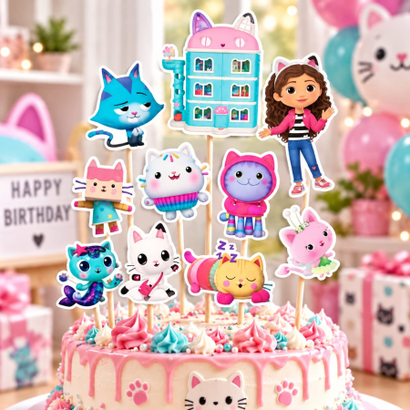 Toppere Tort - Set toppere Casa de Papusi a lui Gabi (Gabby`s Dollhouse)