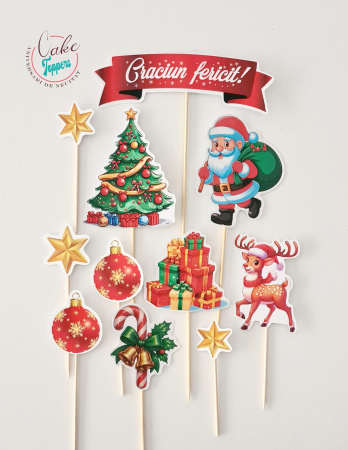 Seturi toppere fete - Set Toppere Craciun cu Mos Craciun